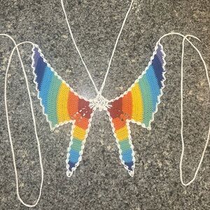 Crocheted butterfly crop top